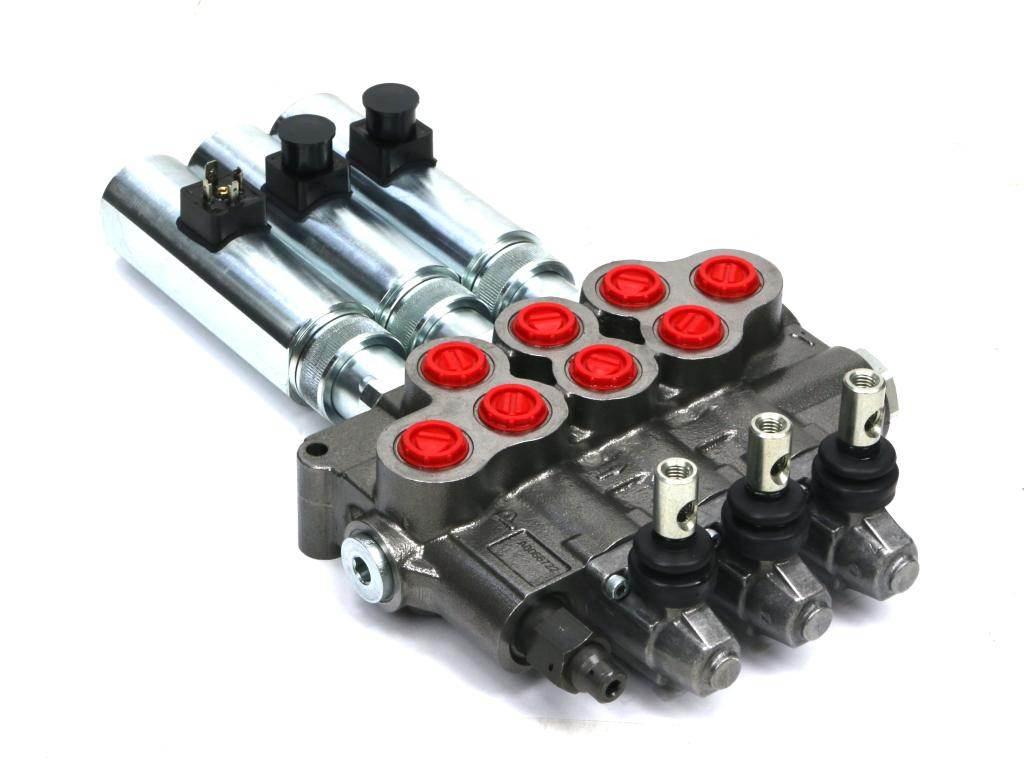 Rozdzielacz hydrauliczny (80 l/m) 3 sekc.ster. Ręczno elektryczne 24 DC