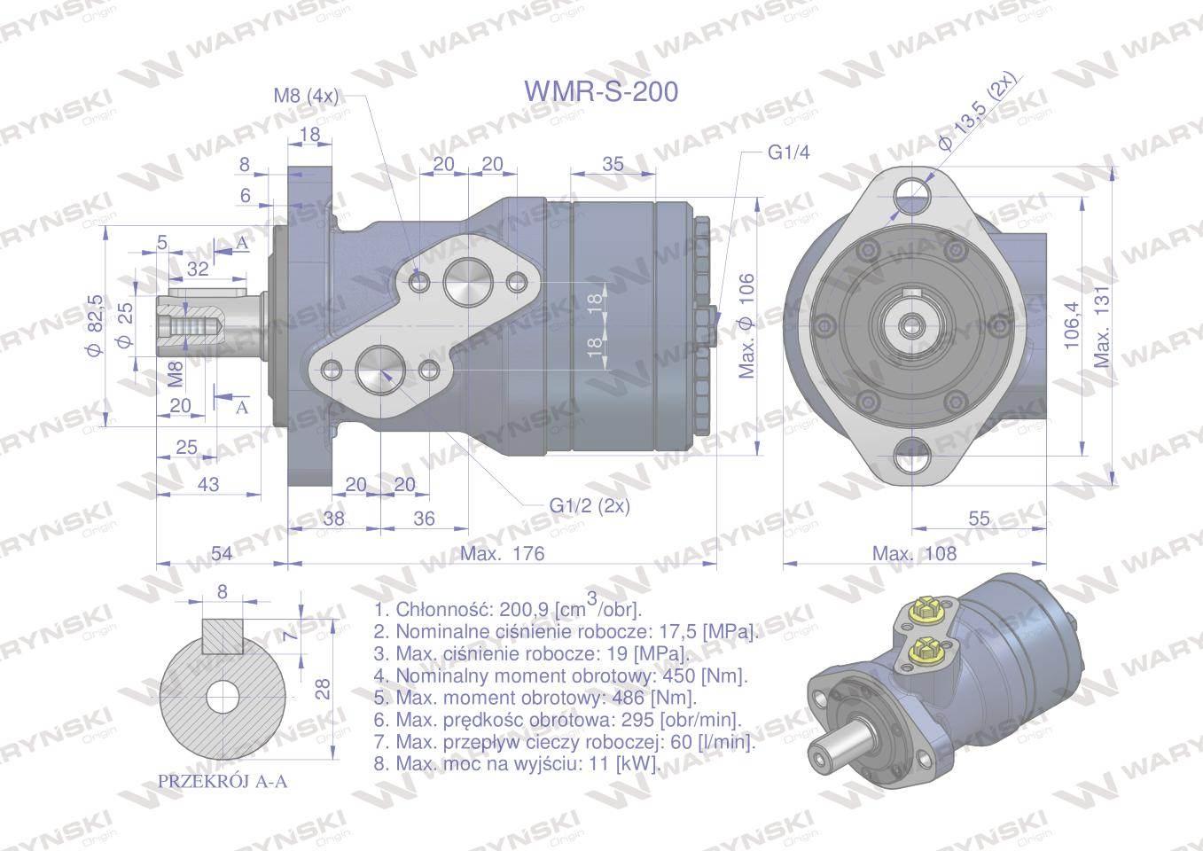 Silnik hydrauliczny orbitalny (stosowany do owijarek) wzmacniany WMR-S 200 - zdjęcie 6