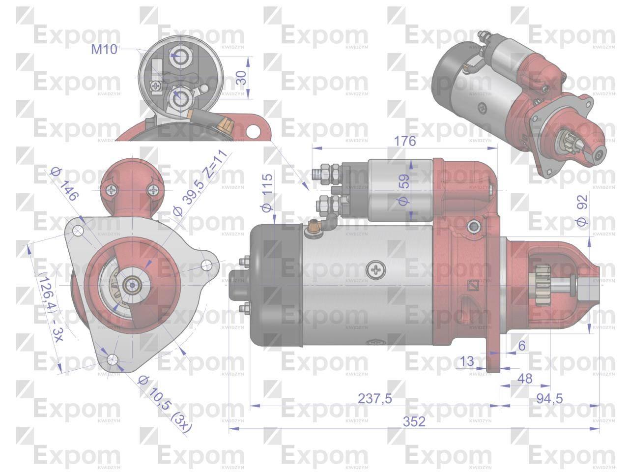Rozrusznik R10A 300851ER. EX151000 24V 4.8 kW BIZON EXPOM KWIDZYN eu - zdjęcie 4