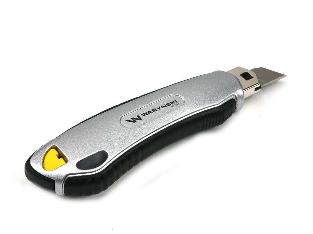 Nożyk łamany 18mm w aluminiowej obudowie z 6 ostrzami zapasowymi Waryński - zdjęcie 2