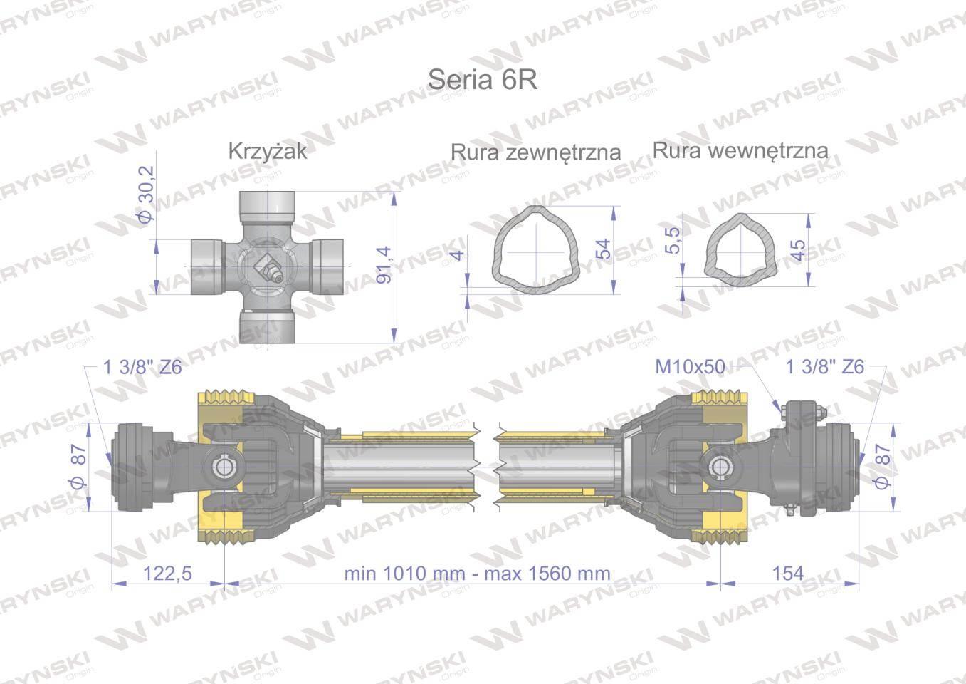 Wał przegubowo-teleskopowy 1010-1560mm 830Nm sprzęgło z kołkiem 2500Nm CE 2 - zdjęcie 3