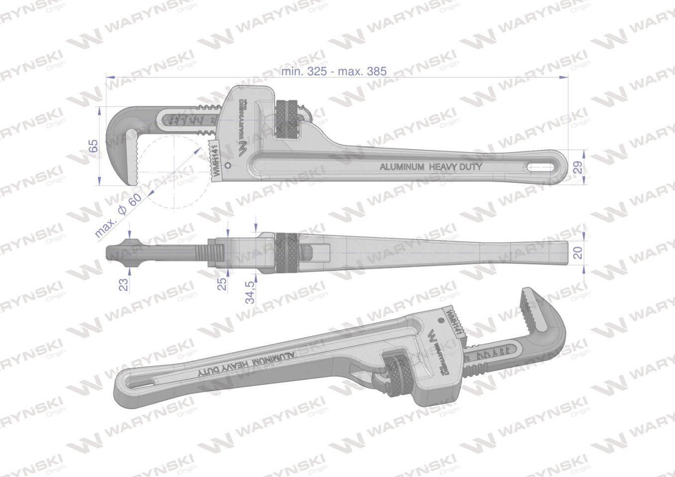 Klucz do rur typ amerykański 14" uchwyt aluminium wzmocniony szczęki CrMo m - zdjęcie 3