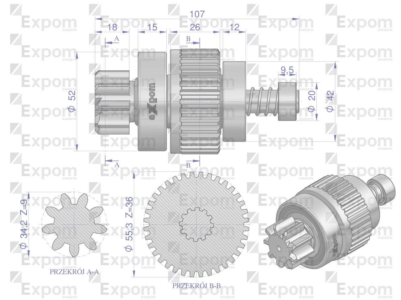 Zespół sprzęgający rozrusznika DEUTZ typu Magneton 9144820 Blue Line EXPOM - zdjęcie 2