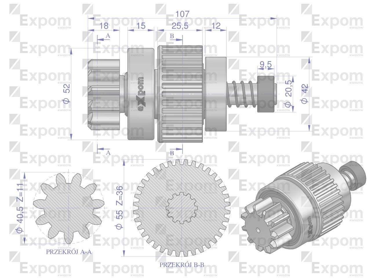 Zespół sprzęgający rozrusznika LTZ typu Magneton 9144821 Blue Line EXPOM KW - zdjęcie 2