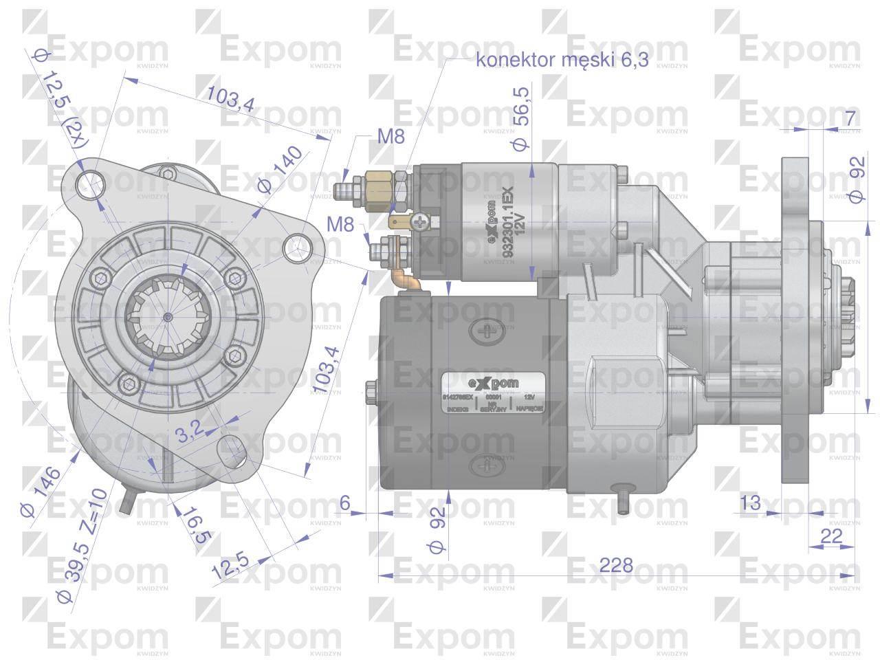 Rozrusznik z reduktorem typu Magneton Case Ford New Holland 9142766 Blue Li - zdjęcie 3
