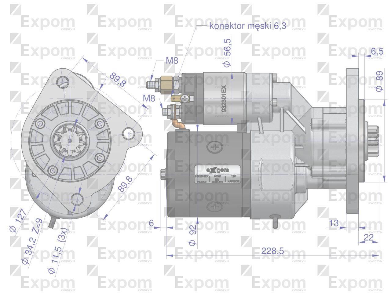 Rozrusznik z reduktorem typu Magneton Fendt Renault 9142801 Blue Line EXPOM - zdjęcie 3