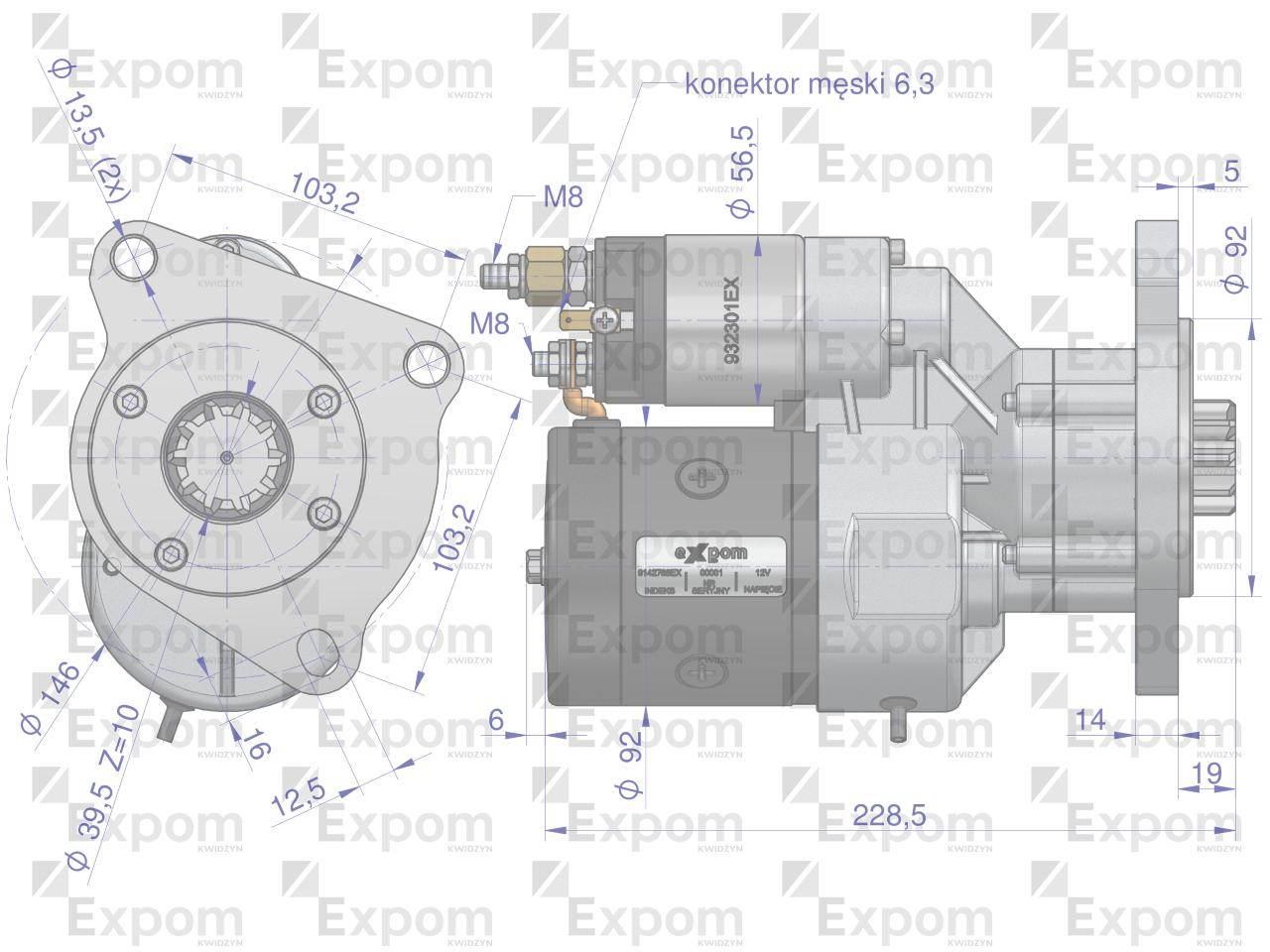 Rozrusznik z reduktorem typu Magneton Case Ford New Holland 9142765 Blue Li - zdjęcie 3