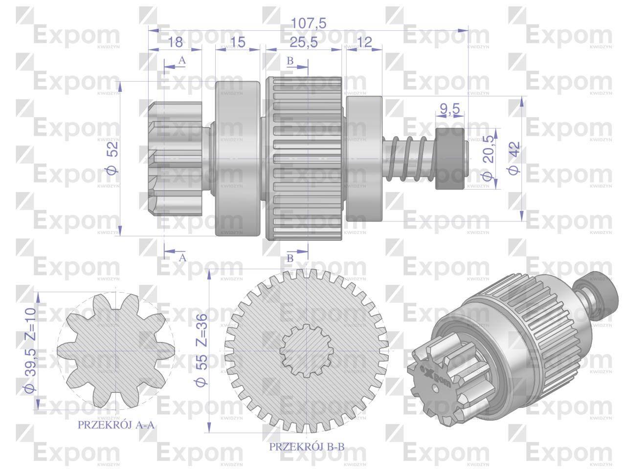 Zespół sprzęgający rozrusznika New Holland MF typu Magneton 9142764 Blue Li - zdjęcie 2