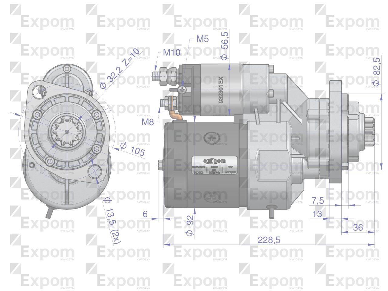 Rozrusznik z reduktorem typu Magneton John Deere 9142700 Blue Line EXPOM KW - zdjęcie 3
