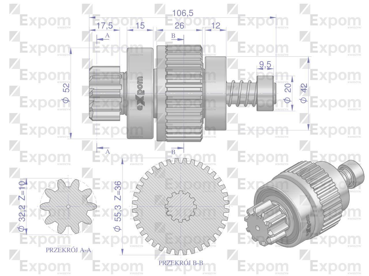 Zespół sprzęgający rozrusznika JOHN DEERE typu Magneton 9142700 Blue Line E - zdjęcie 2