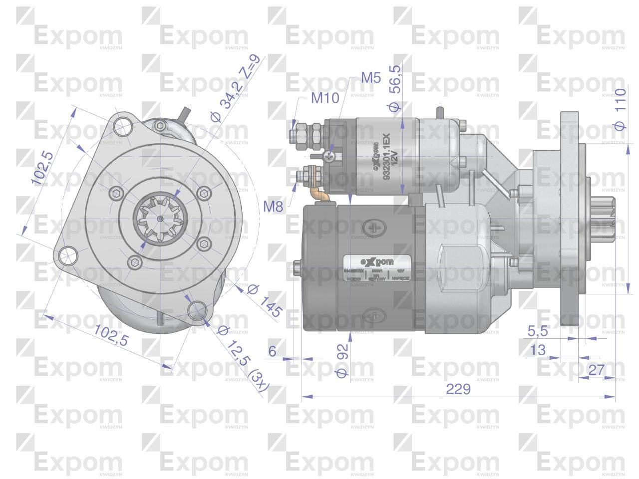 Rozrusznik z reduktorem typu Magneton Fiat 9142680 Blue Line EXPOM KWIDZYN - zdjęcie 3
