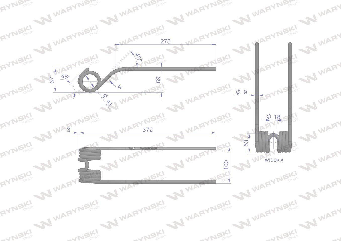 Palec przetrząsarka DEUTZ FAHR. Pottinger. 06580456 Waryński W-6580456 - zdjęcie 2