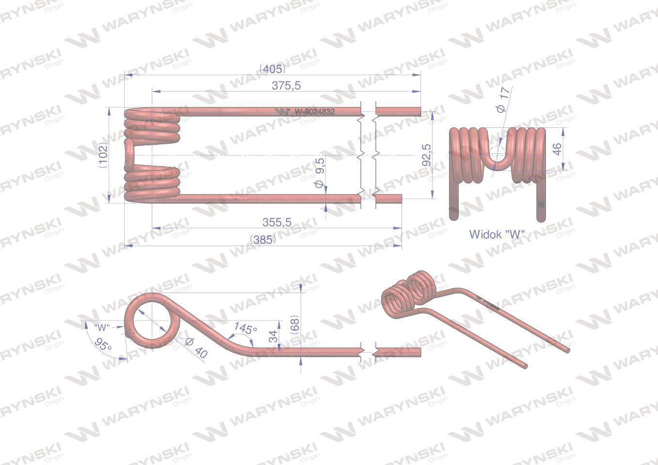 Palec przetrząsarka do Claas 9024832 Waryński W-9024832 - zdjęcie 2