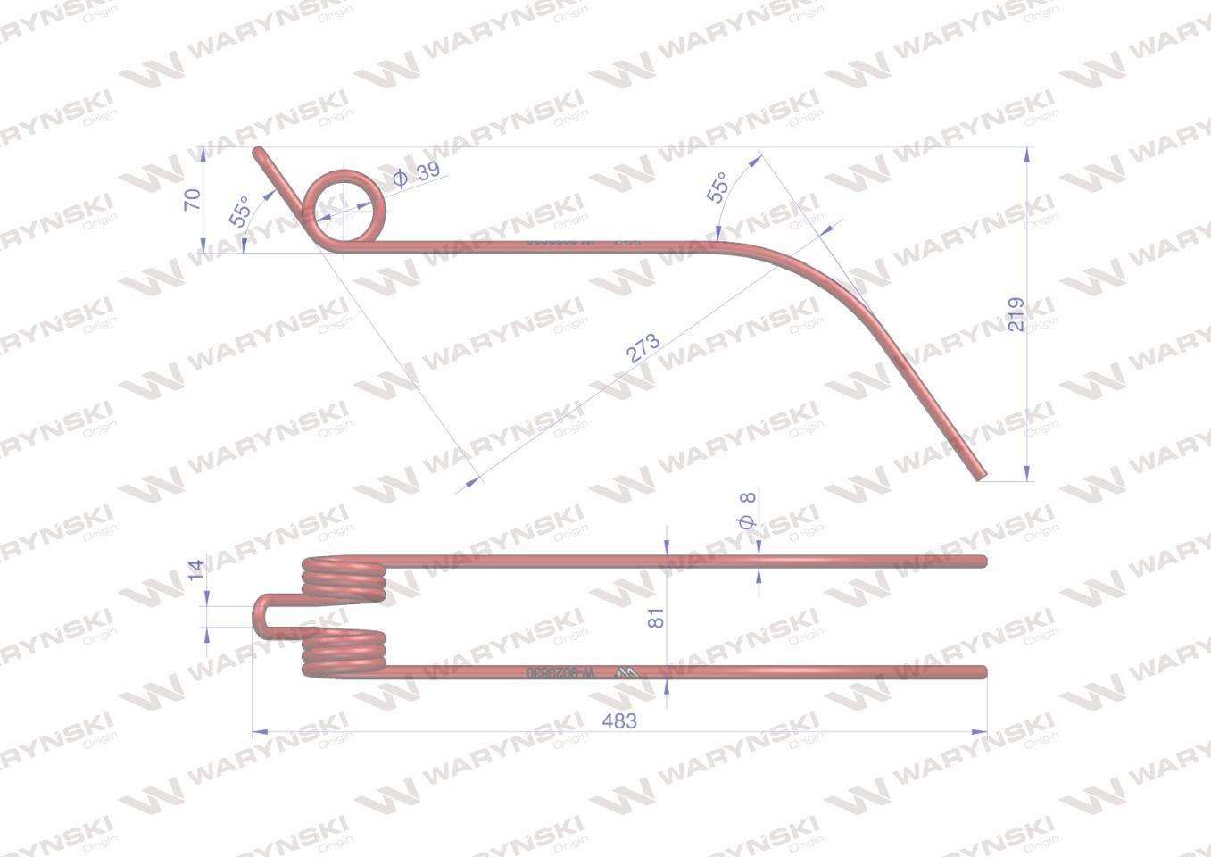 Palec zgrabiarka do Claas 9020830 Waryński W-9020830 - zdjęcie 2