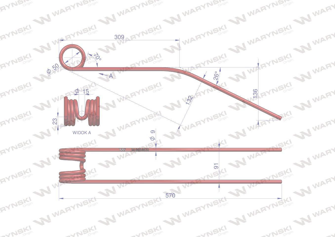 Palec zgrabiarka do Claas 9554830 Waryński W-9554830 - zdjęcie 2