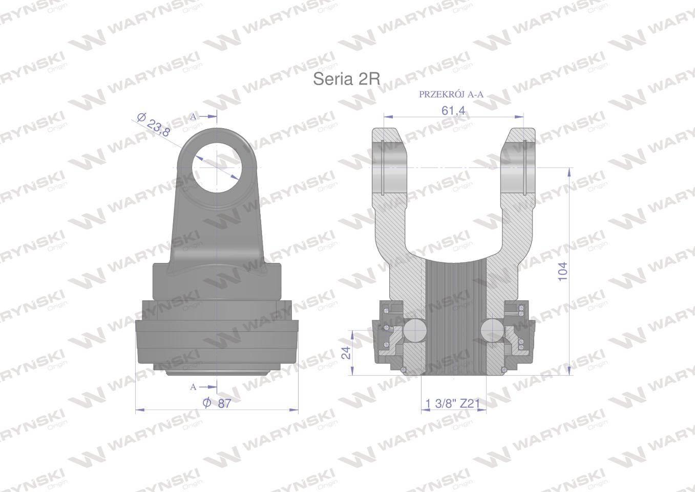 Widłak z pierścieniem 1 3/8 Z21 - 23.8X61.3 Seria 2R CE2020 Waryński - zdjęcie 2