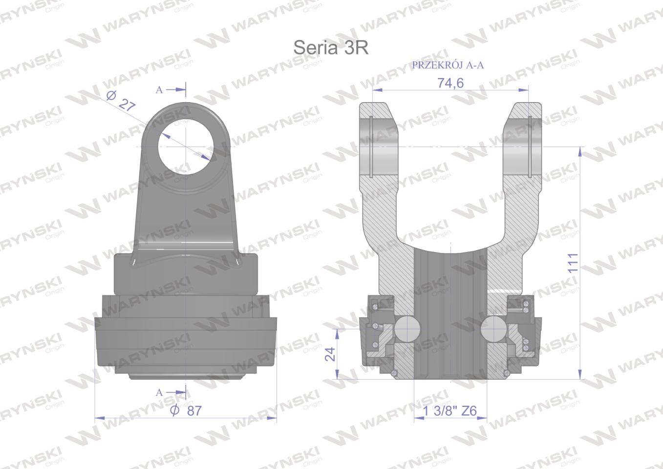 Widłak z pierścieniem 1 3/8 Z6 - 27X74.6 Seria 3R CE2020 Waryński W21940507 - zdjęcie 3