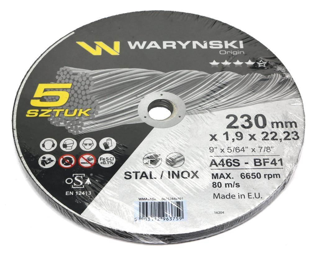 Tarcza do cięcia metalu 230 x1.9 x22.23 mm Waryński szt w op 5 szt) 5szt - zdjęcie 3