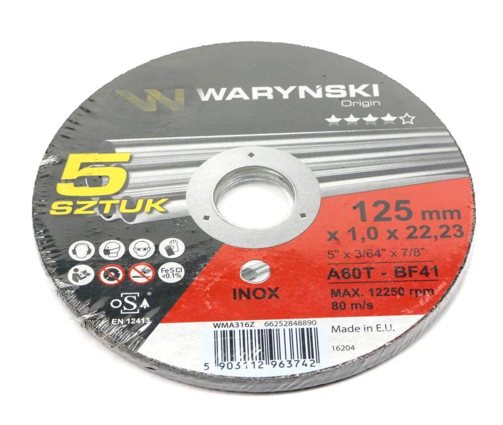 Tarcza do cięciai inoxu 125 x1.0 x22.23 mm Waryński szt po 5 szt) 5szt - zdjęcie 3
