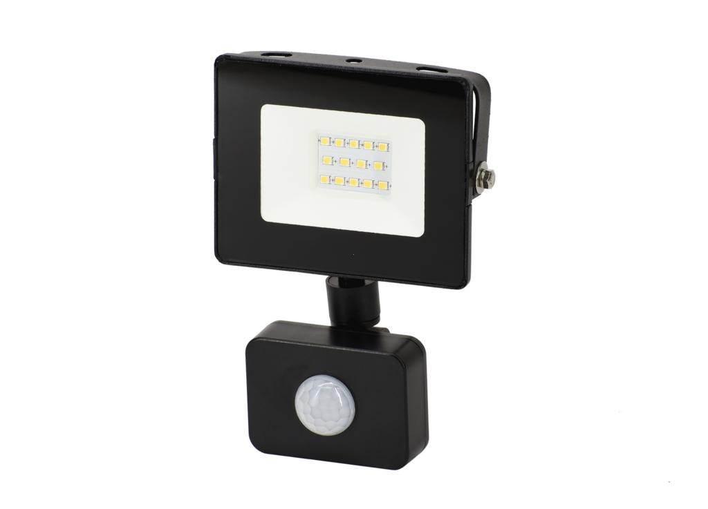 Naświetlacz, Lampa LED SMD 230V 10W 4000K 800LM IP65 CZARNY Z CZUJNIKIEM RU
