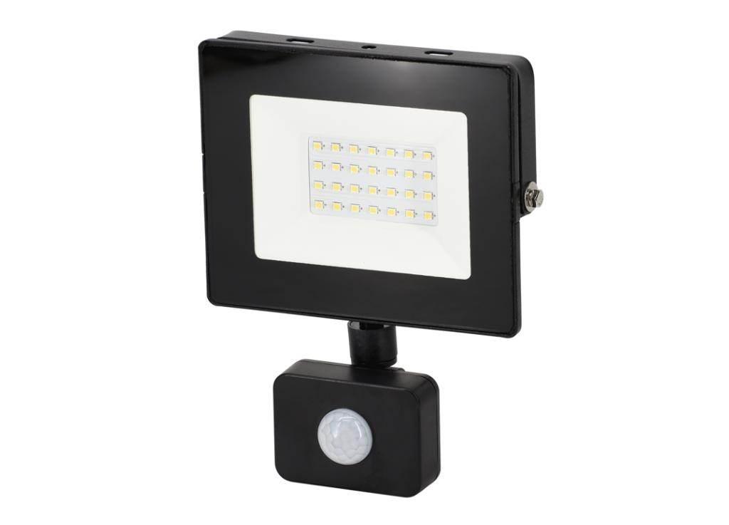 Naświetlacz, Lampa LED SMD 230V 20W 4000K 1640LM IP65 CZARNY Z CZUJNIKIEM R