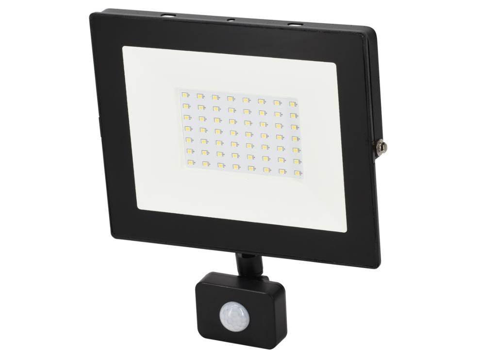 Naświetlacz, Lampa LED SMD 230V 50W 4000K 4280LM IP65 CZARNY Z CZUJNIKIEM R