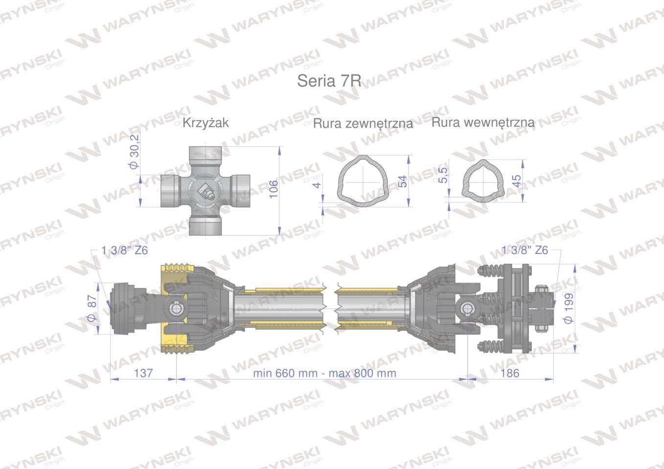 Wał przegubowo-teleskopowy 660-800mm 970Nm sprzęgło cierne 1700Nm CE 2020 s - zdjęcie 3