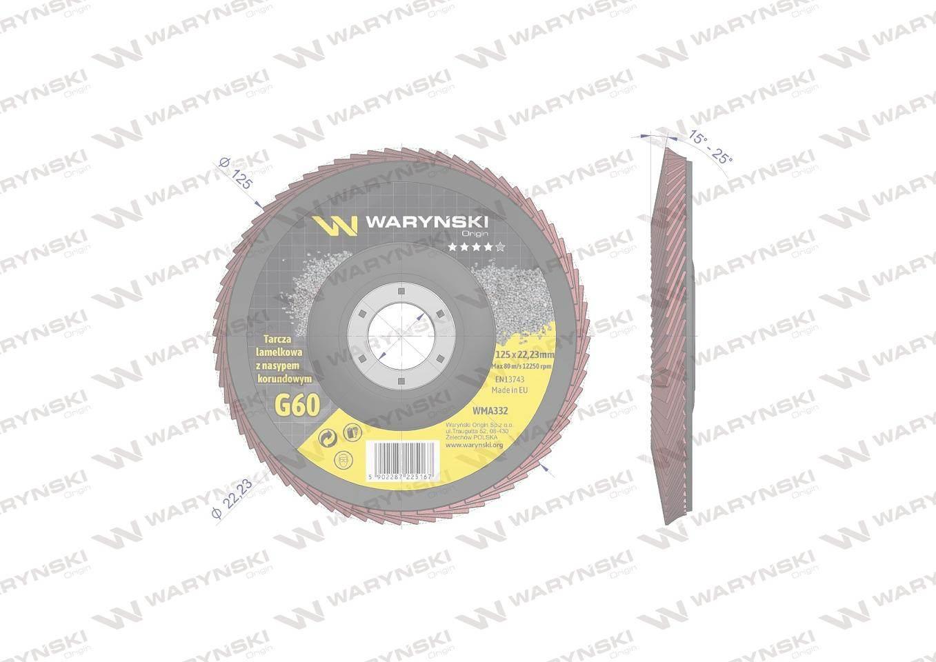 Tarcza do szlifierki 125 mm lamelkowa z elektrokorundem GR60 szt.) Waryński - zdjęcie 4