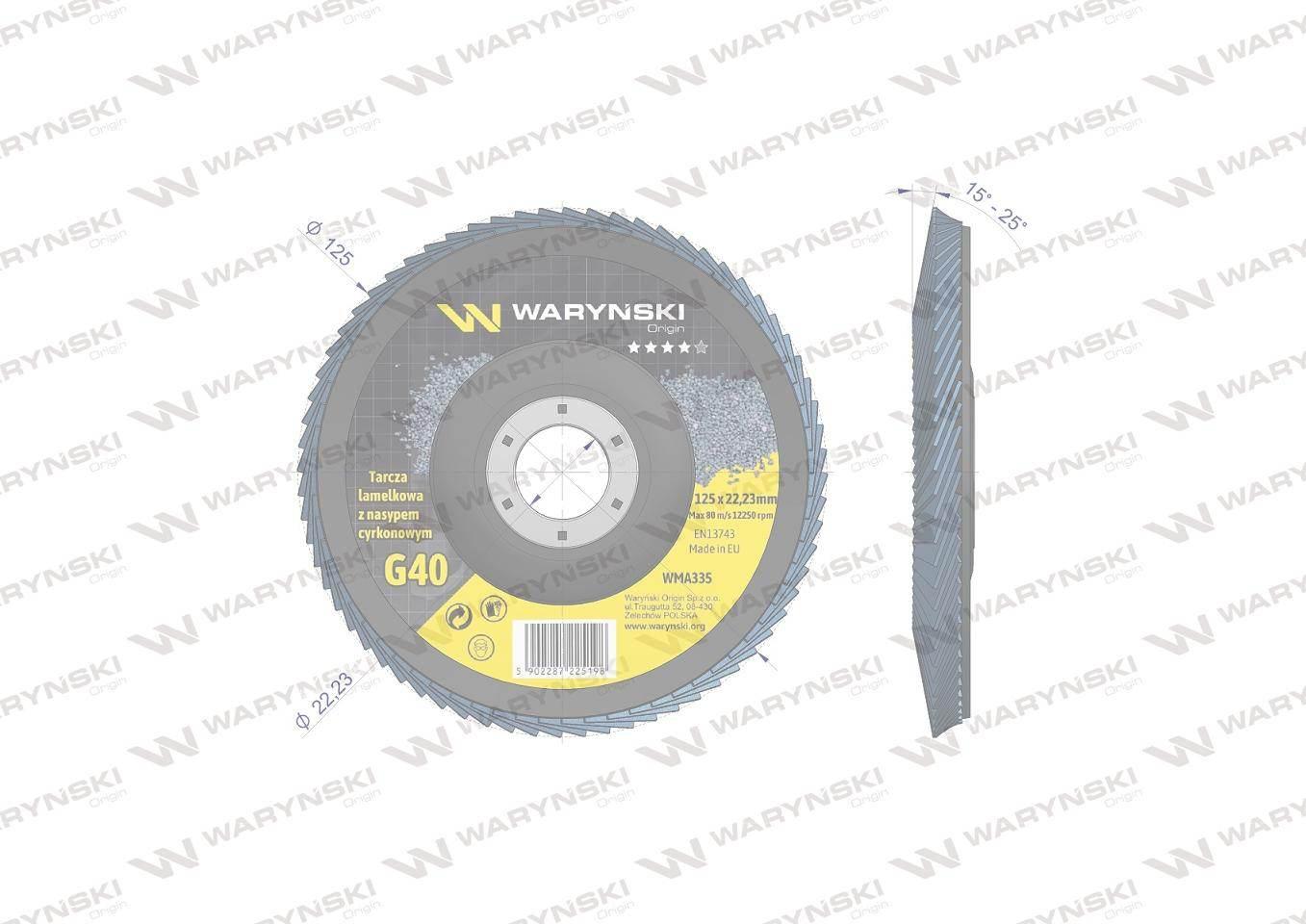 Tarcza do szlifierki 125 mm lamelkowa. cyrkonowa GR40 szt.) Waryński 10szt - zdjęcie 4