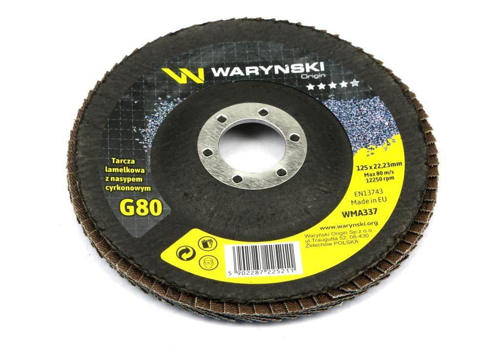 Tarcza do szlifierki 125 mm lamelkowa. cyrkonowa GR80 szt.) Waryński 10szt