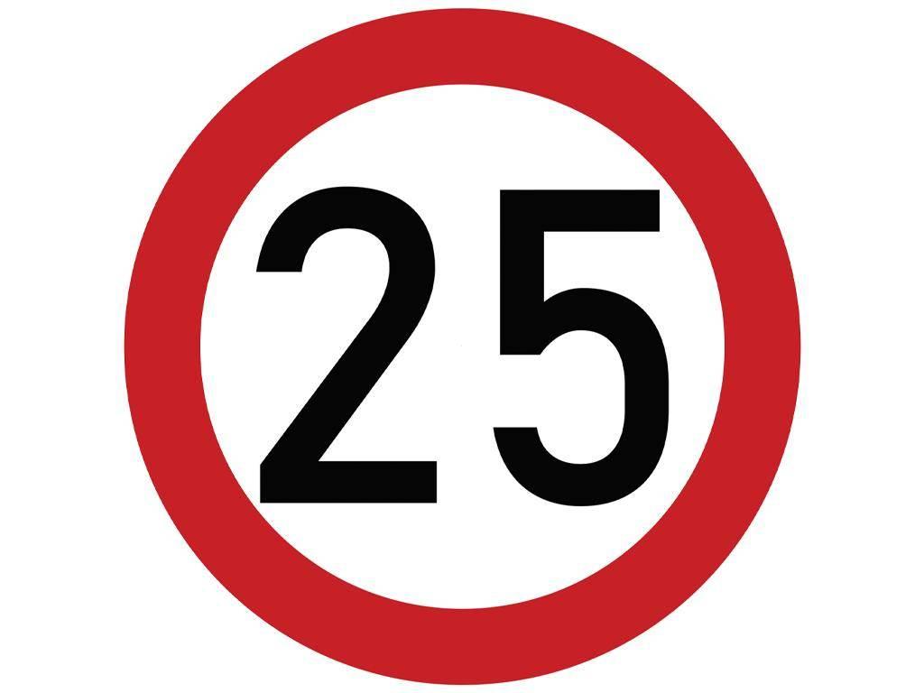 Naklejka laminowana limit prędkości 25 km/h- czerwona obwódka TAB25