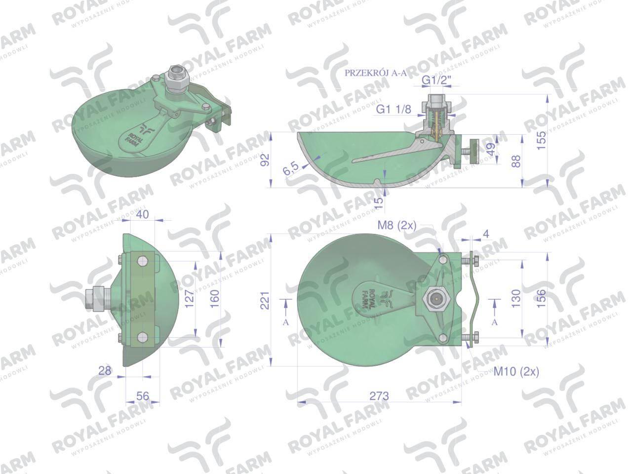 Poidło miskowe dla bydła żeliwne 1.4L ROYAL FARM zamiennik 101 RF-20908101 - zdjęcie 3
