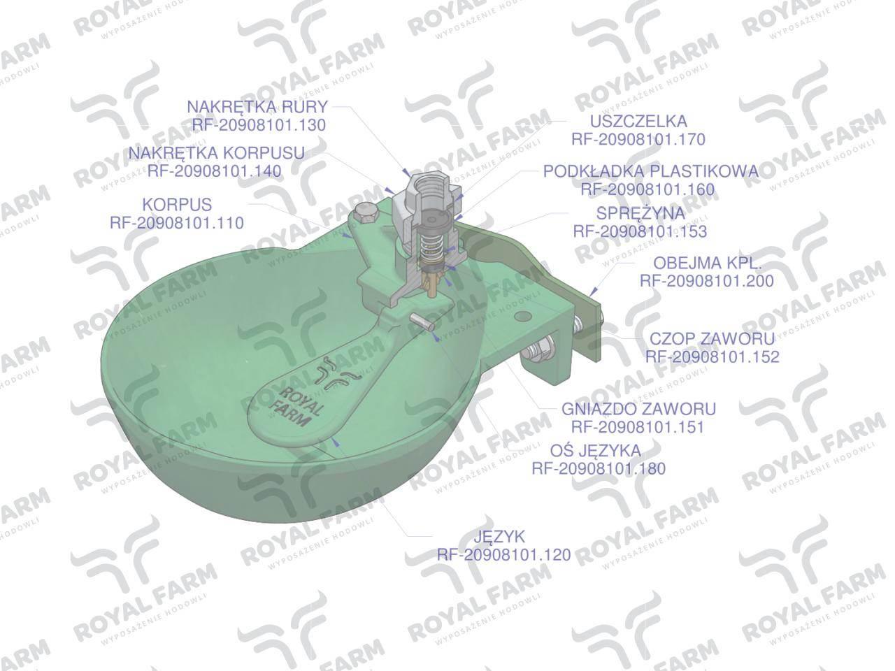 Poidło miskowe dla bydła żeliwne 1.4L ROYAL FARM zamiennik 101 RF-20908101 - zdjęcie 4