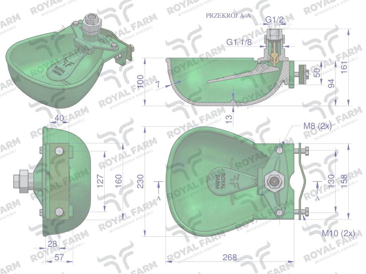 Poidło miskowe dla bydła żeliwne 3L ROYAL FARM zamiennik 106 RF-20908106 - zdjęcie 3