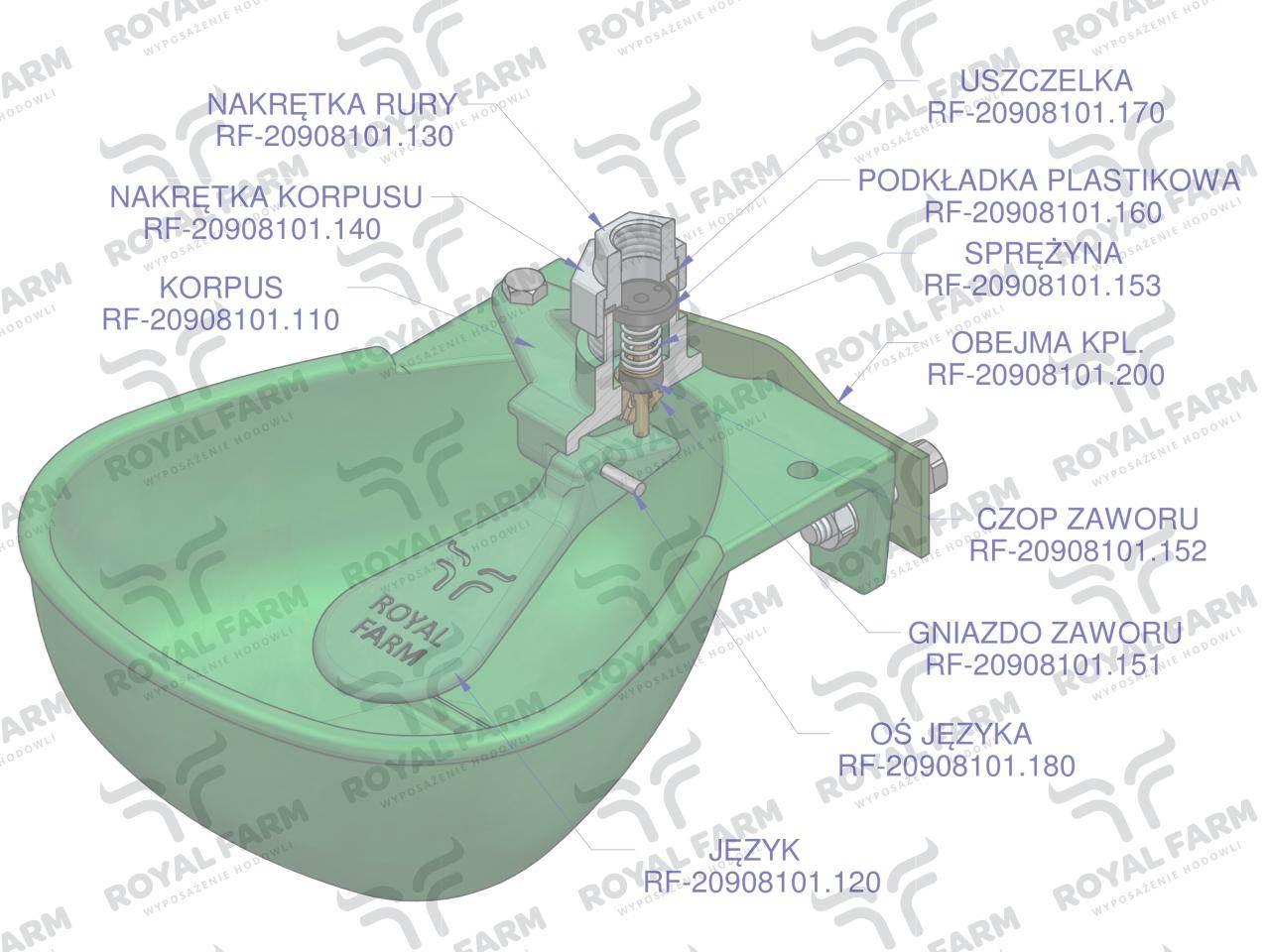 Poidło miskowe dla bydła żeliwne 3L ROYAL FARM zamiennik 106 RF-20908106 - zdjęcie 4