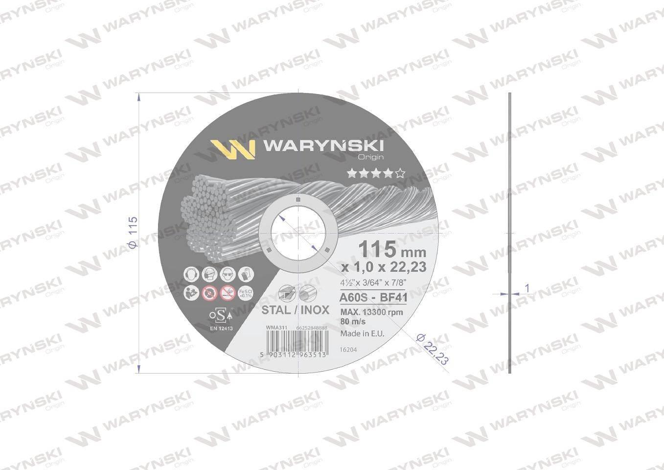 Tarcza do cięcia metalu 115 x1.0 x22.23 mm wielopak Waryński szt) 25szt - zdjęcie 3