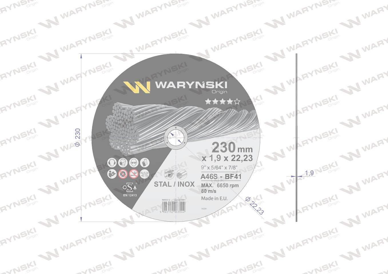 Tarcza do cięcia metalu 230 x1.9 x22.23 mm wielopak Waryński szt) 25szt - zdjęcie 3
