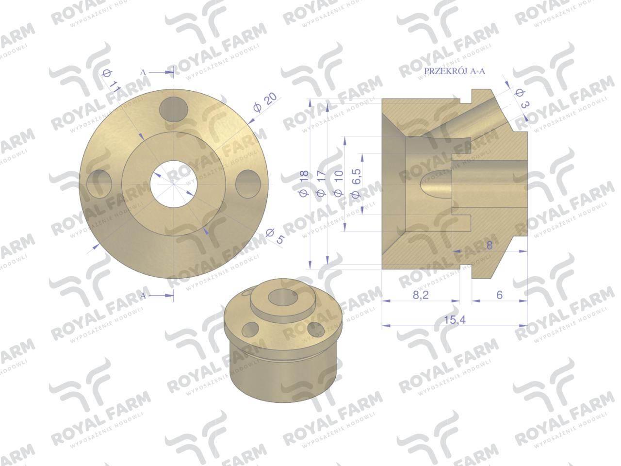 Zawór kompletny poidła RF-20908101 RF-20908106 ROYAL FARM 10szt - zdjęcie 3