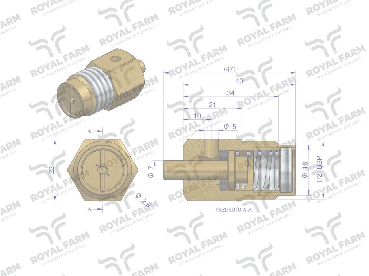 Zawór kompletny poidła RF-20908105 ROYAL FARM 5szt RF-20908105.200 - zdjęcie 2