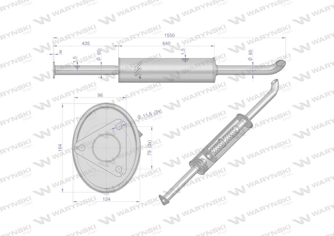 Tłumik prosty długi 1550mm 8kg C-385 INOX WARYŃSKI 80014040IW - zdjęcie 3