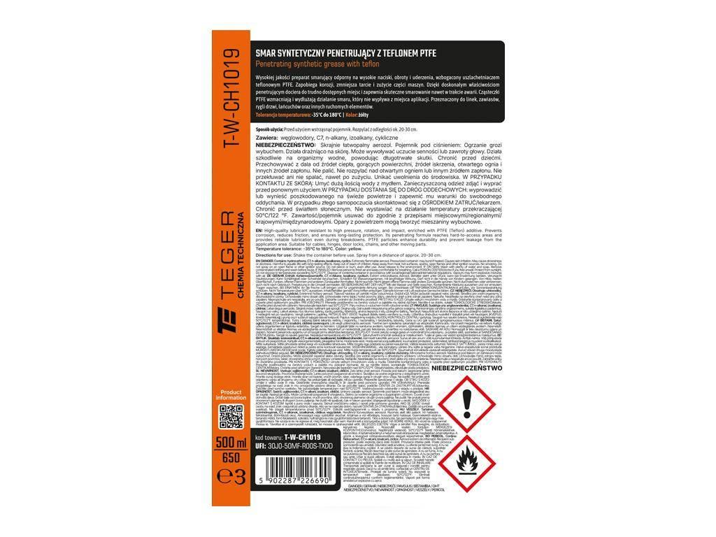 Smar syntetyczny penetrujący z teflonem PTFE 500ml / TEGER T-W-CH1019 - zdjęcie 3