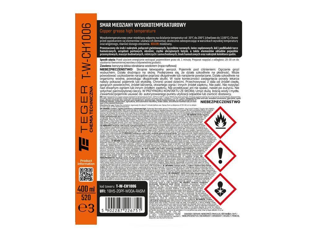 Smar miedziany wysokotemperaturowy 400 ml / TEGER T-W-CH1006 - zdjęcie 3