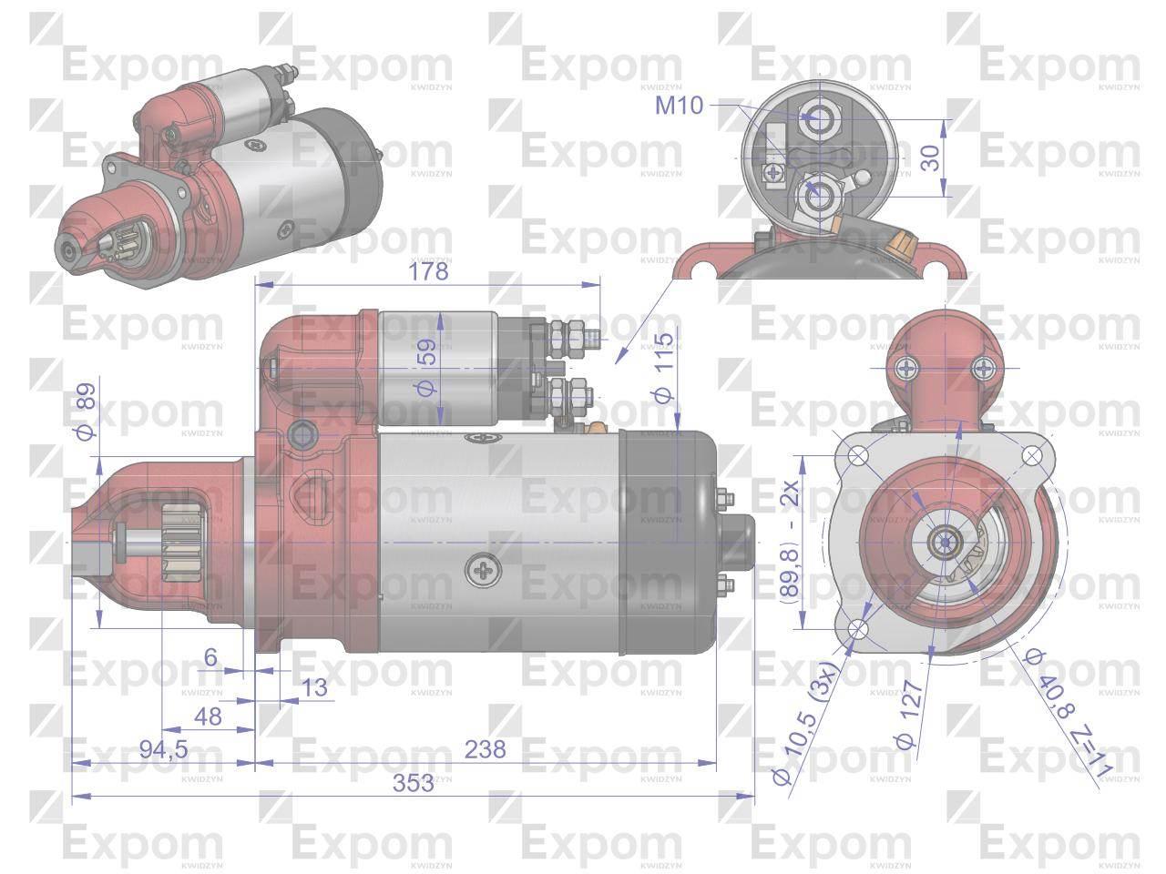 Rozrusznik R10U 24V 4.8kW C-385 EXPOM KWIDZYN eu EX-148000EX - zdjęcie 5