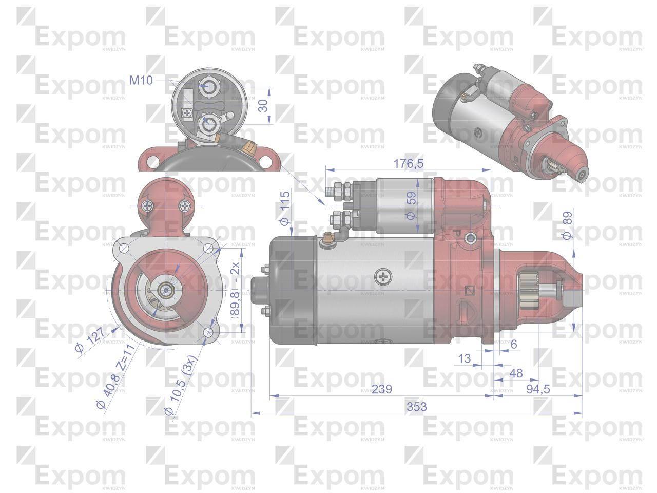 Rozrusznik R11A 12V 3kW 46657000 C-330 C-360 EXPOM KWIDZYN eu EX-154000EX - zdjęcie 4