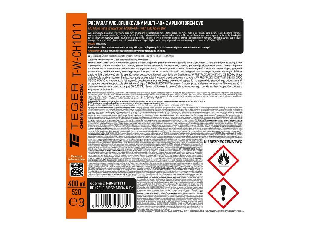 Preparat wielofunkcyjny MULTI-40+ z aplikatorem EVO 400ml / TEGER - zdjęcie 3