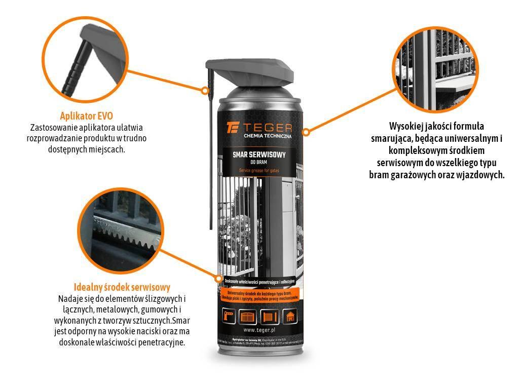 Smar serwisowy do bram z aplikatorem EVO 500 ml / TEGER T-W-CH1015 - zdjęcie 2