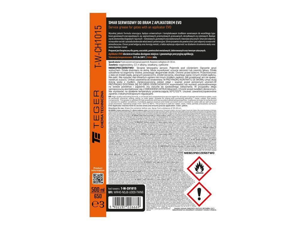 Smar serwisowy do bram z aplikatorem EVO 500 ml / TEGER T-W-CH1015 - zdjęcie 3