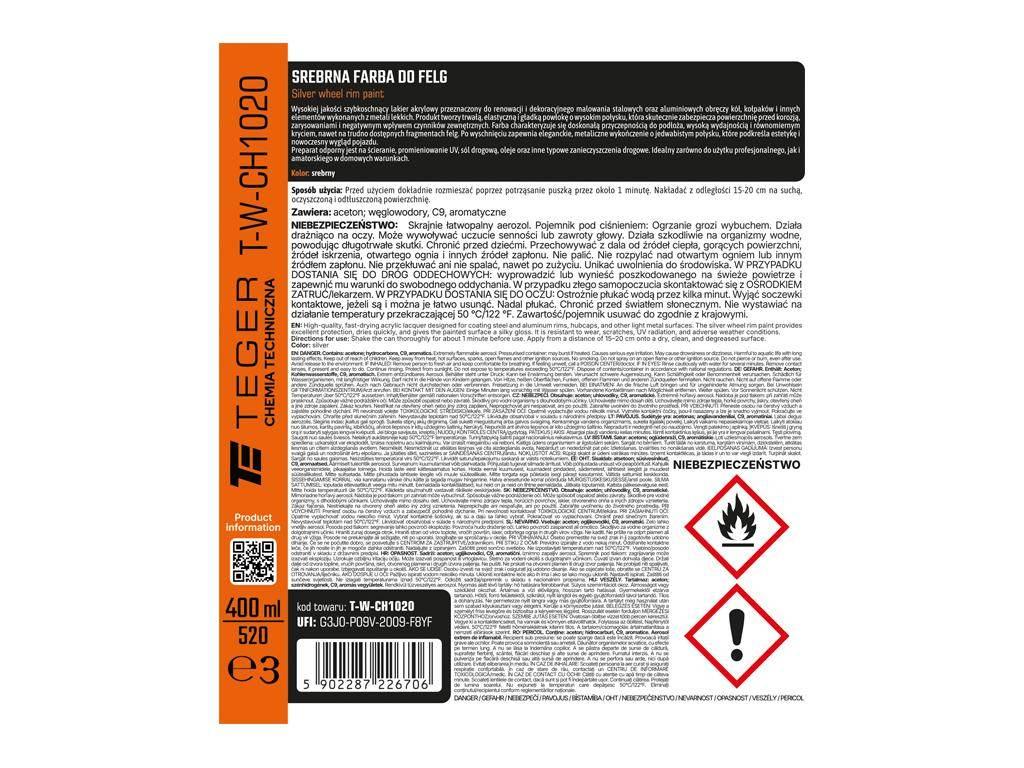 Srebrna farba do felg 400 ml / TEGER T-W-CH1020 - zdjęcie 3
