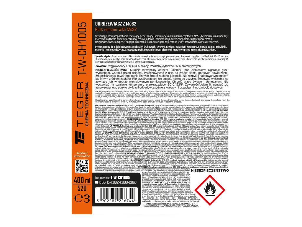 Odrdzewiacz z MOS2 400ml / TEGER T-W-CH1005 - zdjęcie 3