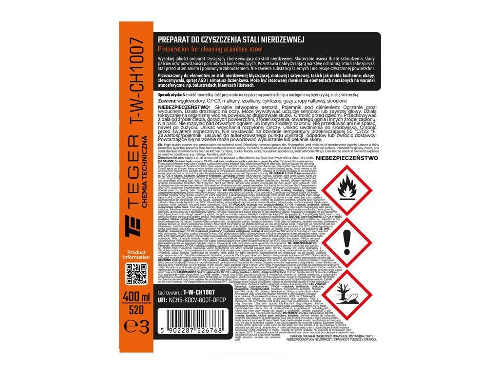 Preparat do czyszczenia stali nierdzewnej 400 ml / TEGER T-W-CH1007 - zdjęcie 3